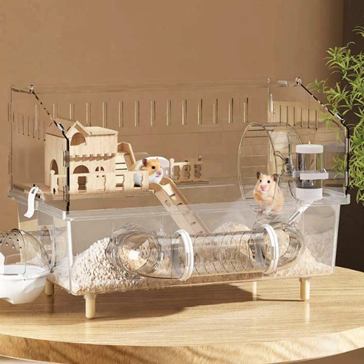ハムスターケージ 透明ケージ 大型 大きい ハムスターケージ 多頭飼い対応 45×30×33cm アクリル製 小動物 組み立て簡単 静音設計 ゴールデ |  | 04