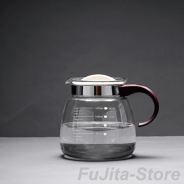 ガラスピッチャー 耐熱ガラス 1800ml 1000ml ガラスケトル ガラス 紅茶 ティーポット 直火 ティーポット ホウケイ酸ガラス ピッチャー |  | 03
