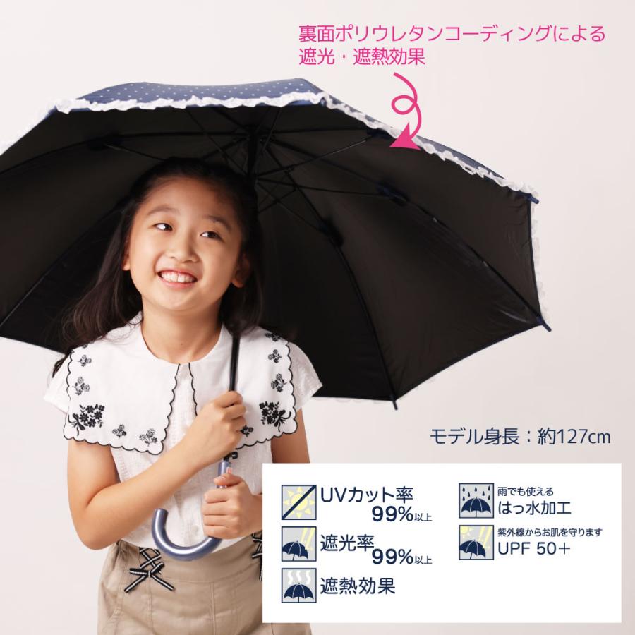 日傘 長傘 晴雨兼用 LINEDROPS 50cm ジャンプ ワンタッチ キッズ 日傘 長傘 晴雨兼用 LINEDROPS 50cm ジャンプ ワンタッチ キッズ
