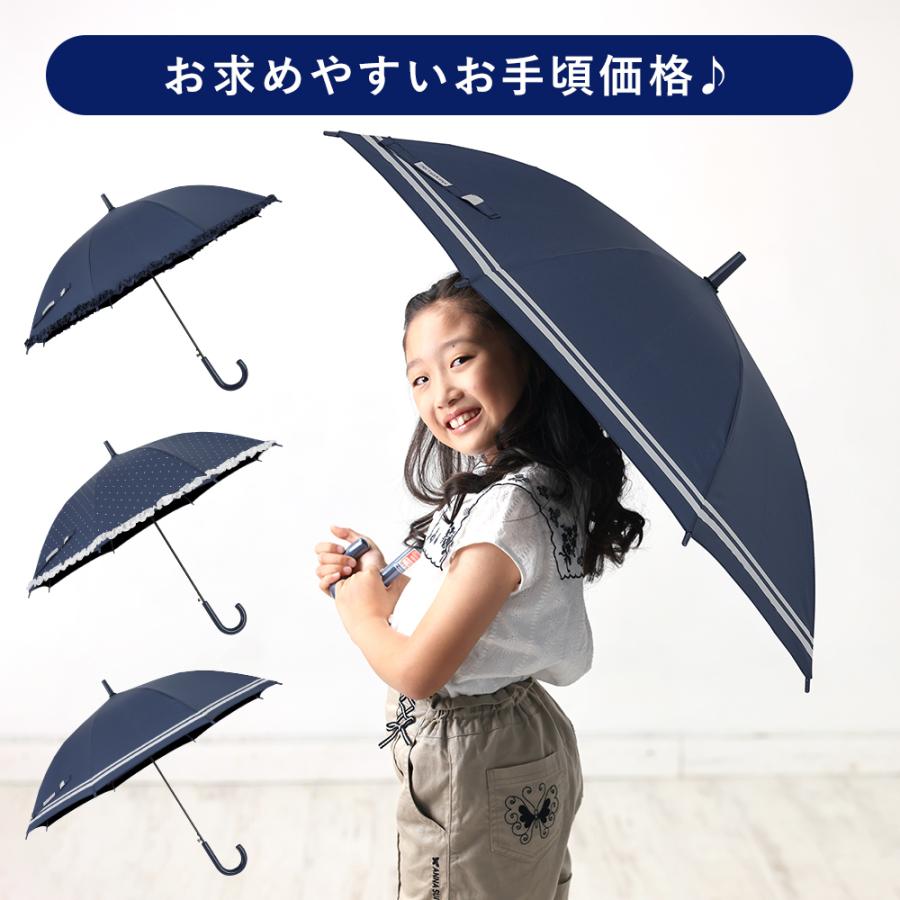 日傘 長傘 晴雨兼用 LINEDROPS 50cm ジャンプ ワンタッチ キッズ