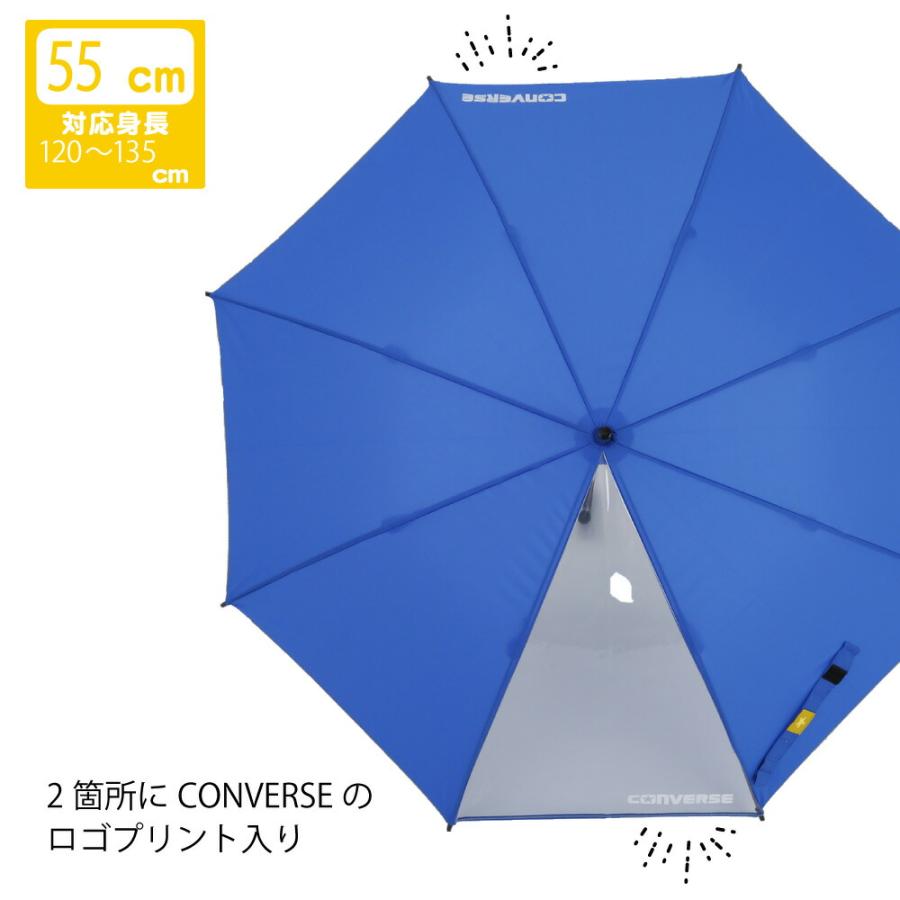 CONVERSE コンバース キッズ ジュニア 1コマ透明 ワンタッチジャンプ傘 55cm 58cm ボーイズ ガールズ 男児 女児 青 黒 水色 紫 | CONVERSE | 14
