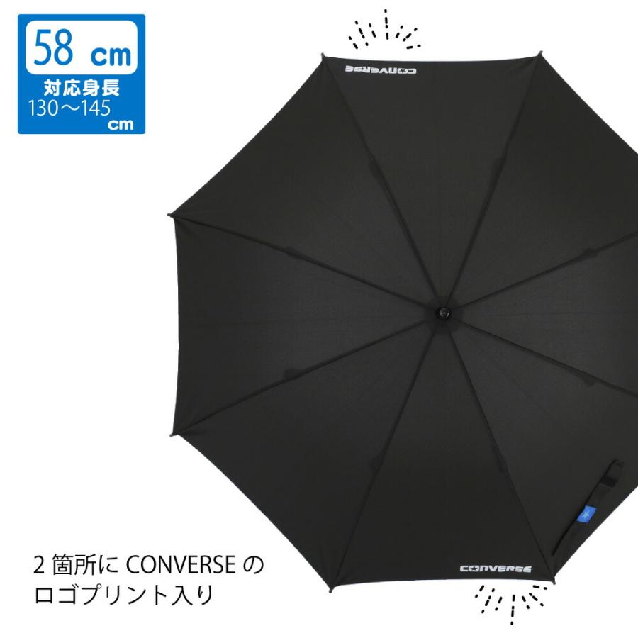 CONVERSE コンバース キッズ ジュニア 1コマ透明 ワンタッチジャンプ傘 55cm 58cm ボーイズ ガールズ 男児 女児 青 黒 水色 紫 | CONVERSE | 18