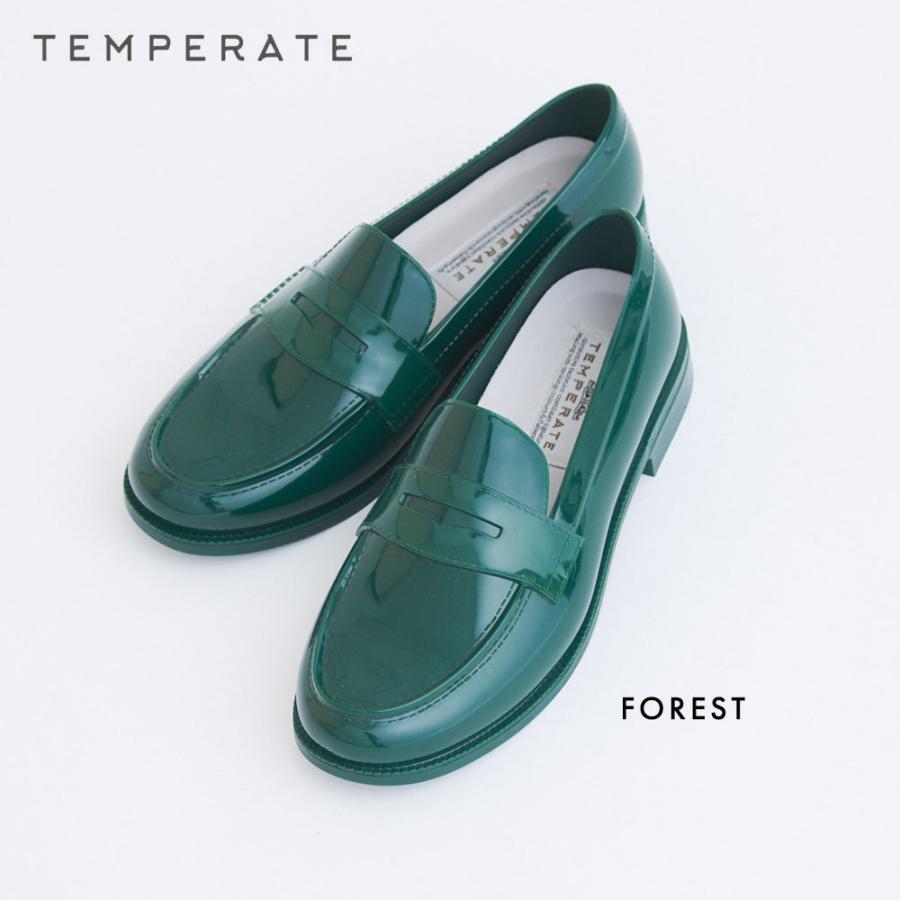 TEMPERATE テンパレイト レディース レインシューズ レイン ローファー ブラック グリーン 雨靴 オシャレ 可愛い かわいい ギフト プレゼント 通勤 通学 | ブランド登録なし | 08