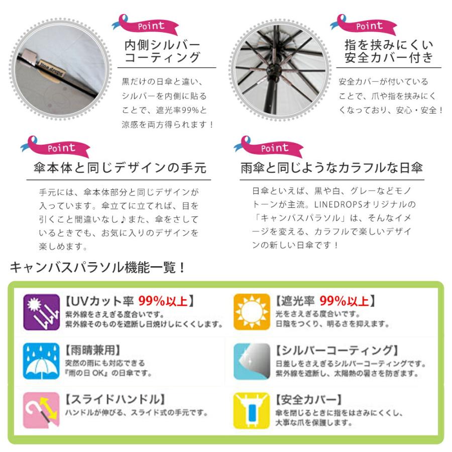 スヌーピー グッズ 晴雨兼用 日傘 長傘 50cm キャンバスパラソル レディース SNOOPY PEANUTS 紫外線 婦人用 母の日 ギフト プレゼント 遮光 遮熱 晴雨兼用傘 | SNOOPY | 07