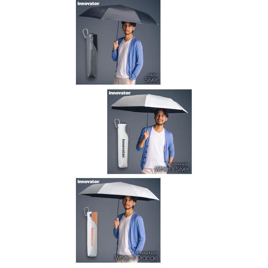 日傘 晴雨兼用 メンズ 60cm 完全遮光 UVカット100% 折りたたみ傘 大きい ワイド 大判 通勤 風に強い カバー力 イノベーター innovの画像