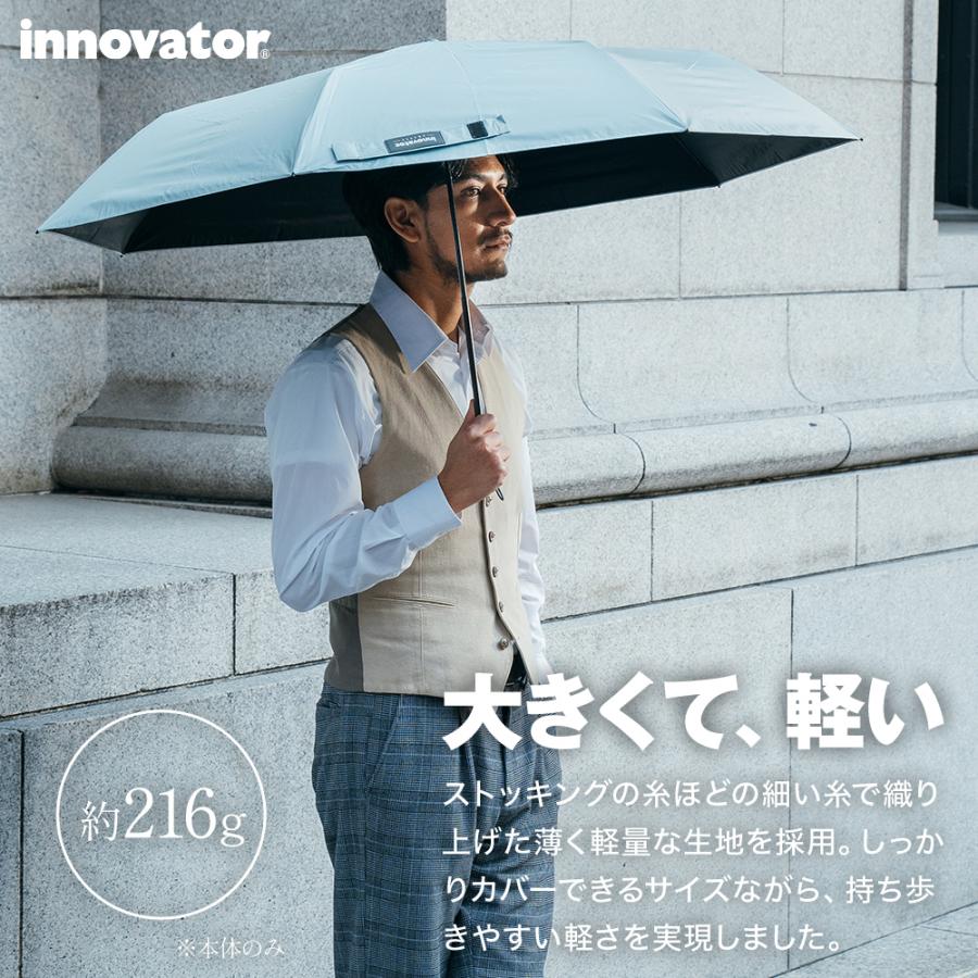 日傘 晴雨兼用 メンズ 60cm 完全遮光 UVカット100% 折りたたみ傘 大きい ワイド 大判 通勤 風に強い カバー力 イノベーター innovの画像