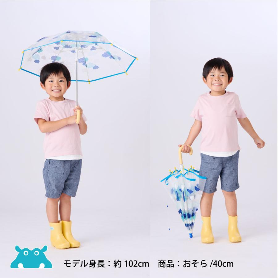 ベビー キッズ 雨傘 クリアアンブレラ ビニール傘 kukka hippo クッカヒッポ 40cm 45cn 50cm 手開き式 子ども 長傘 長雨傘 | kukka hippo | 10