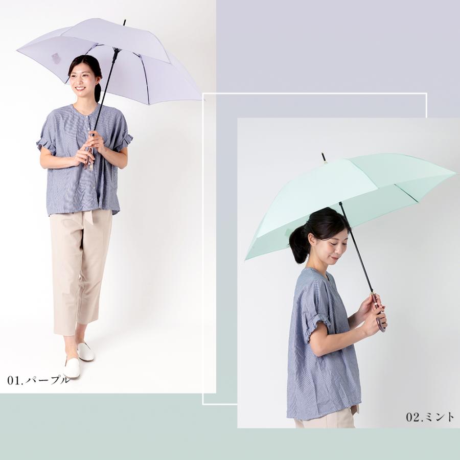 雨傘 レディース 60cm 超軽量 ジャンプ式 長傘 ワンタッチ式 タッセル付き | 傘 軽量 カーボン骨 無地 撥水 防水 大きい 長雨傘 高見え | LINE DROPS | 18