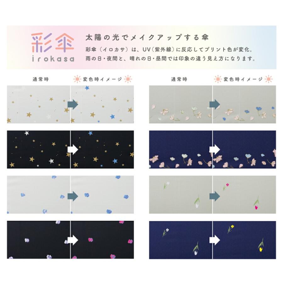 色が変わる日傘 彩傘 いろかさ irokasa レディース 日傘 晴雨兼用日傘 長傘 UVカット99%以上 遮光率99%以上 遮熱 星 チューリップ パンジー 花 | ブランド登録なし | 09