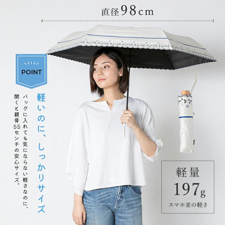 晴雨兼用 折りたたみ 日傘 レデ ィース UVカット 遮光 ボーダー 花 鳥 撥水 シンプル オシャレ かわいい 女性用 プレゼント ギ フト パラソル 黒 紺 白 | ブランド登録なし | 04