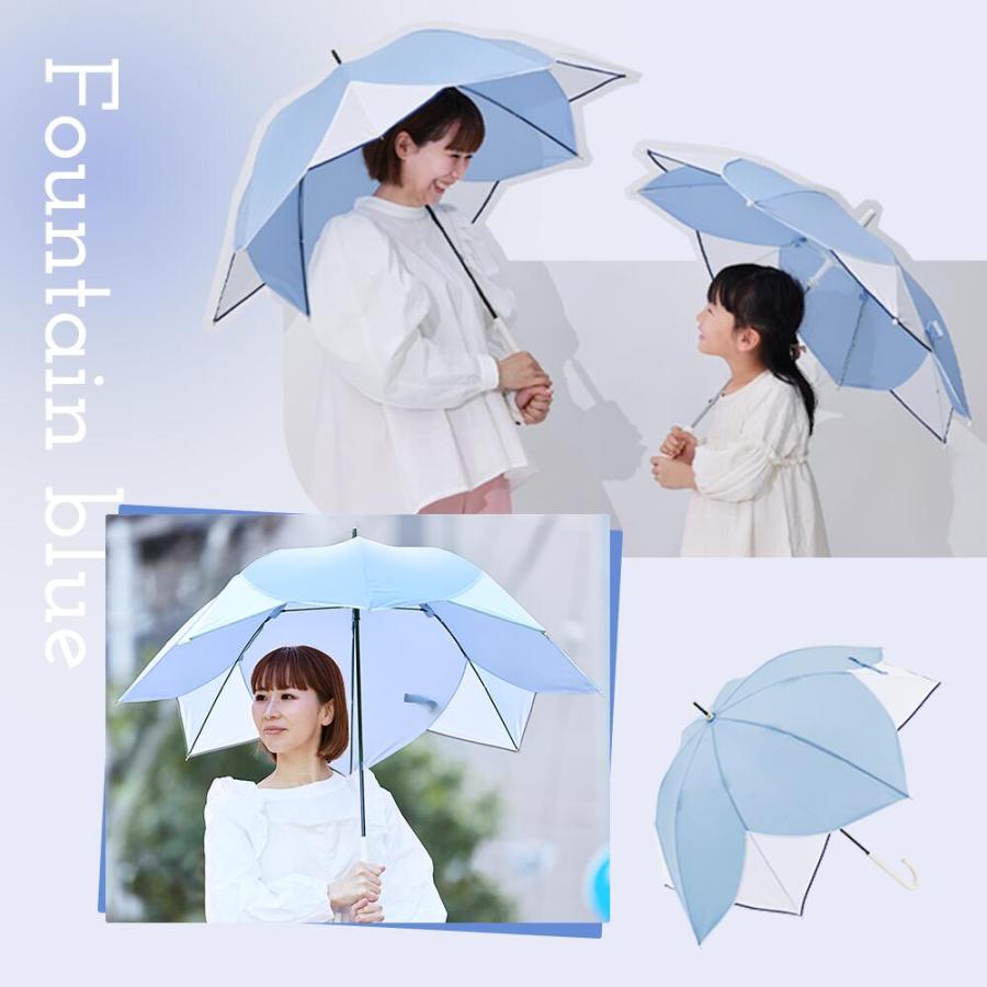 60cm 雨傘 フラワーシェイプ パイピング ベーシック アンブレラ 手開き式  傘 無地 花 撥水 防水 長雨傘 長傘 | ブランド登録なし | 16
