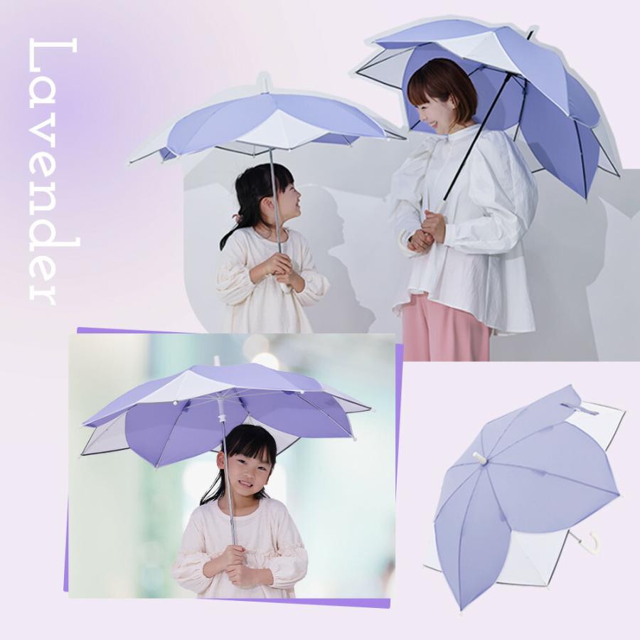 雨傘 キッズ 50cm フラワーシェイプアンブレラ 長雨傘 手開き式 手動式