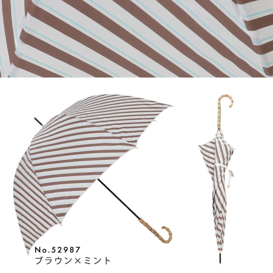 手開き式 雨傘 60cm バンブー手元 バードケージ 無地 ストライプ 撥水 長傘 プレゼント ギフト 母の日 バードゲージ 寒竹 深張り型 | ブランド登録なし | 30