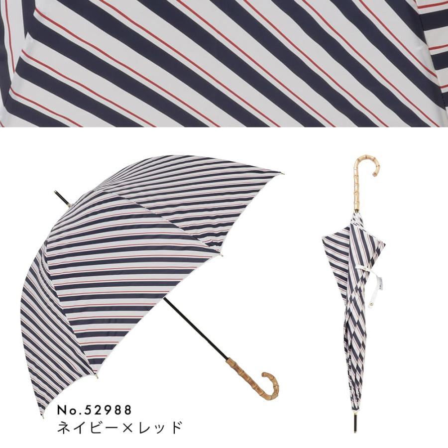 手開き式 雨傘 60cm バンブー手元 バードケージ 無地 ストライプ 撥水 長傘 プレゼント ギフト 母の日 バードゲージ 寒竹 深張り型 | ブランド登録なし | 31