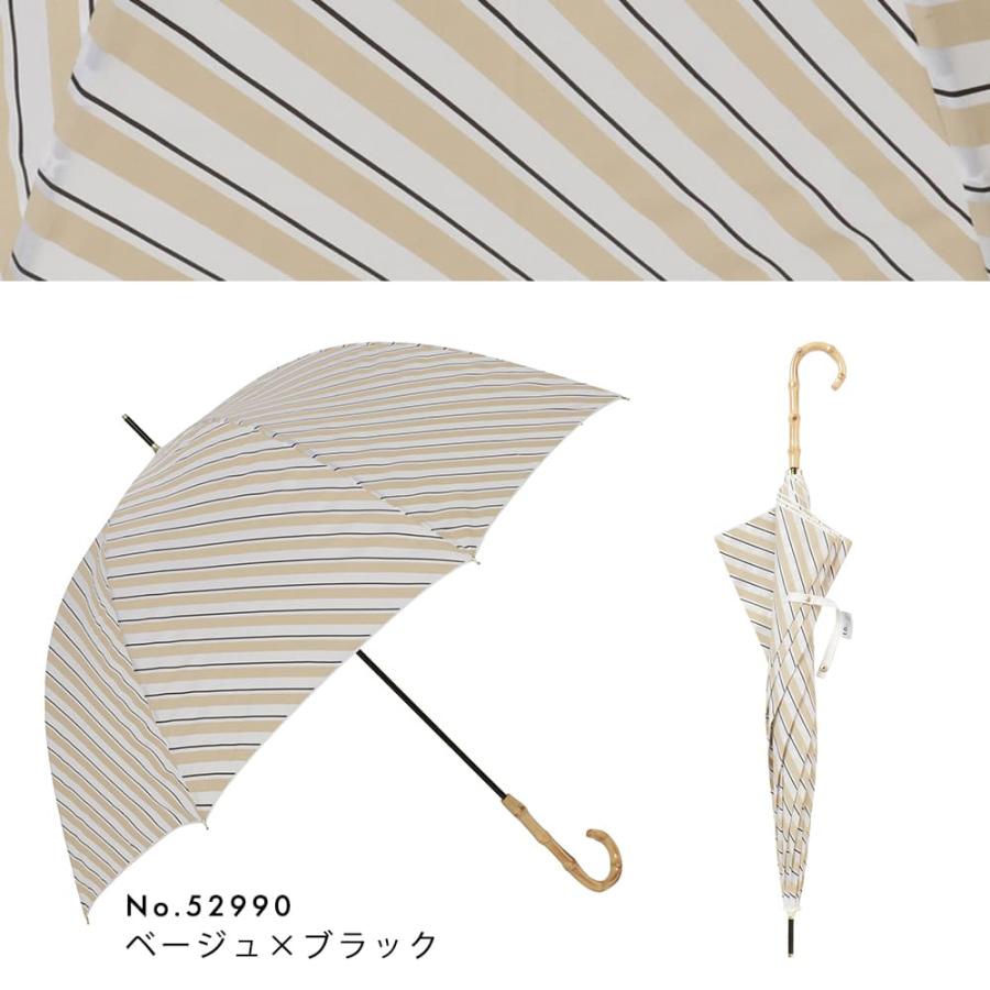 手開き式 雨傘 60cm バンブー手元 バードケージ 無地 ストライプ 撥水 長傘 プレゼント ギフト 母の日 バードゲージ 寒竹 深張り型 | ブランド登録なし | 33