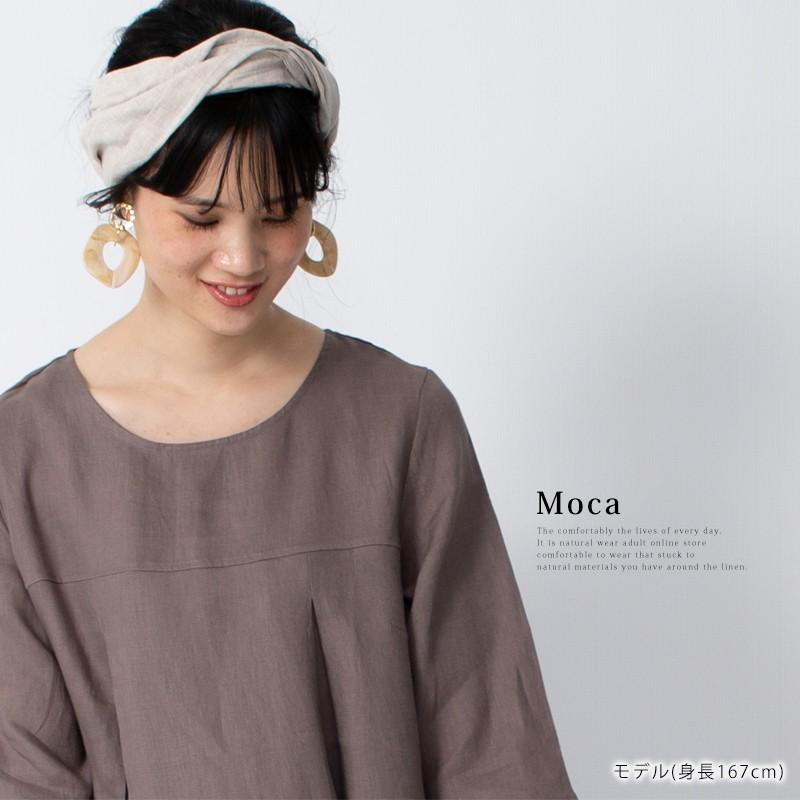 リネンワンピース ウエスト切り替えタックワンピース 【送料無料