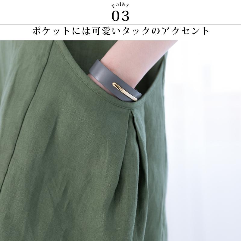 リネンワンピース フレンチスリーブワンピースチュニック 【送料