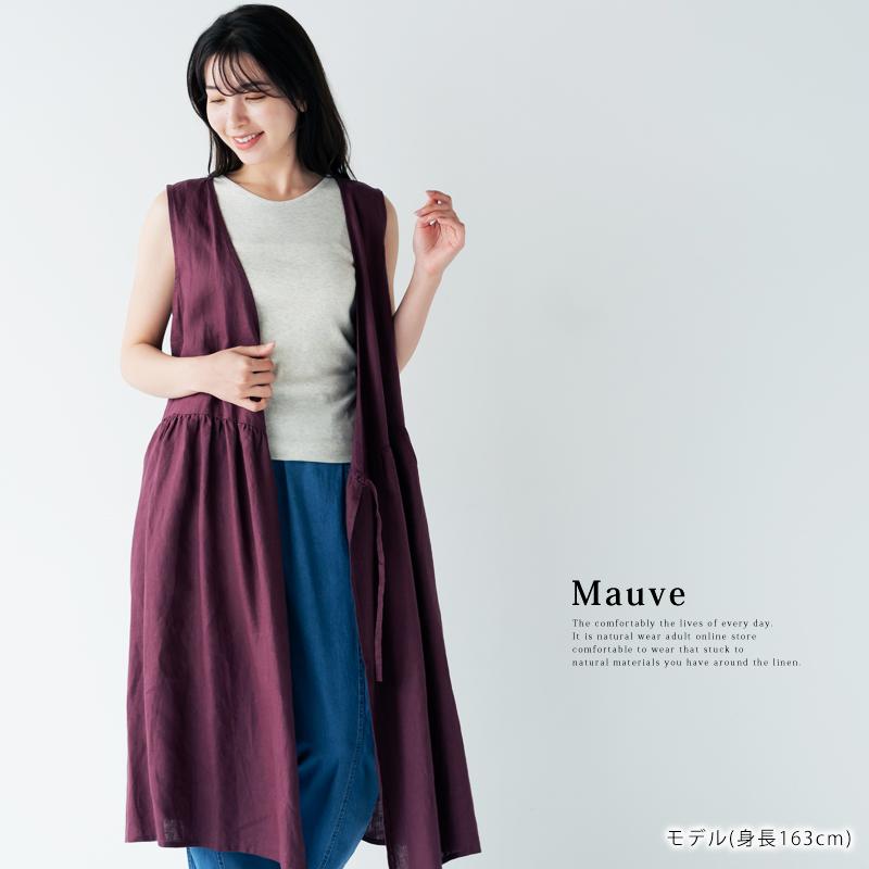 リネンワンピース カシュクールノースリーブワンピース 【送料無料