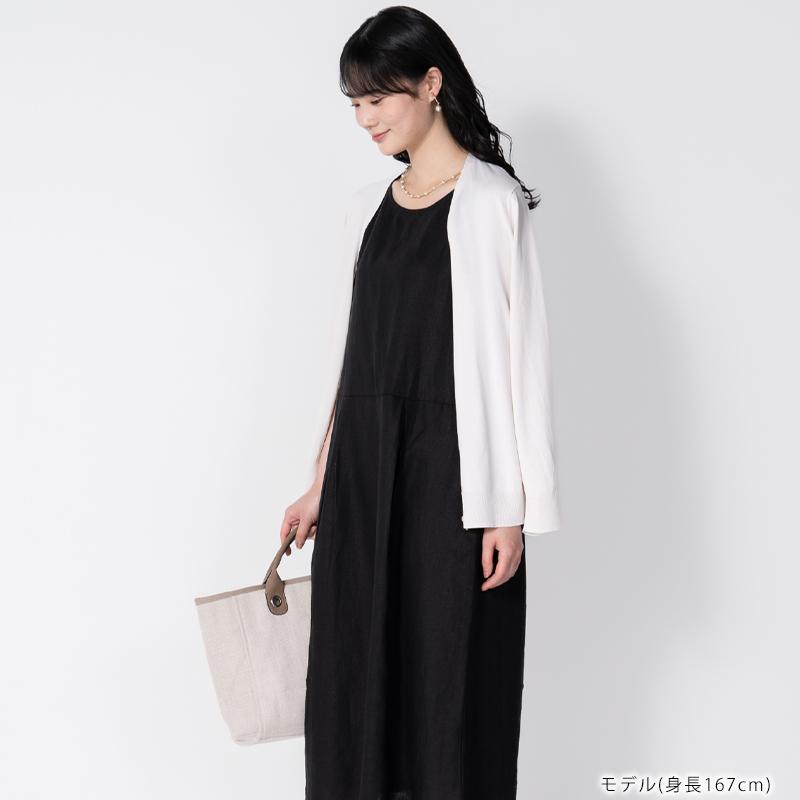リネンワンピース ノーカラージャケット セットアップ 【送料無料