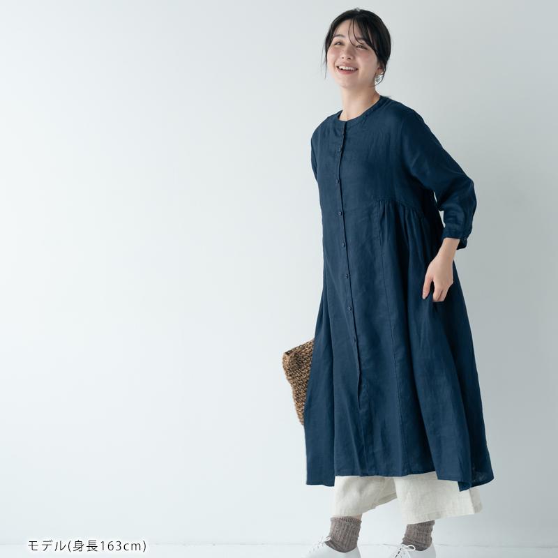 リネンワンピース シャツワンピ 7分袖ワンピース 【送料無料】 リネン