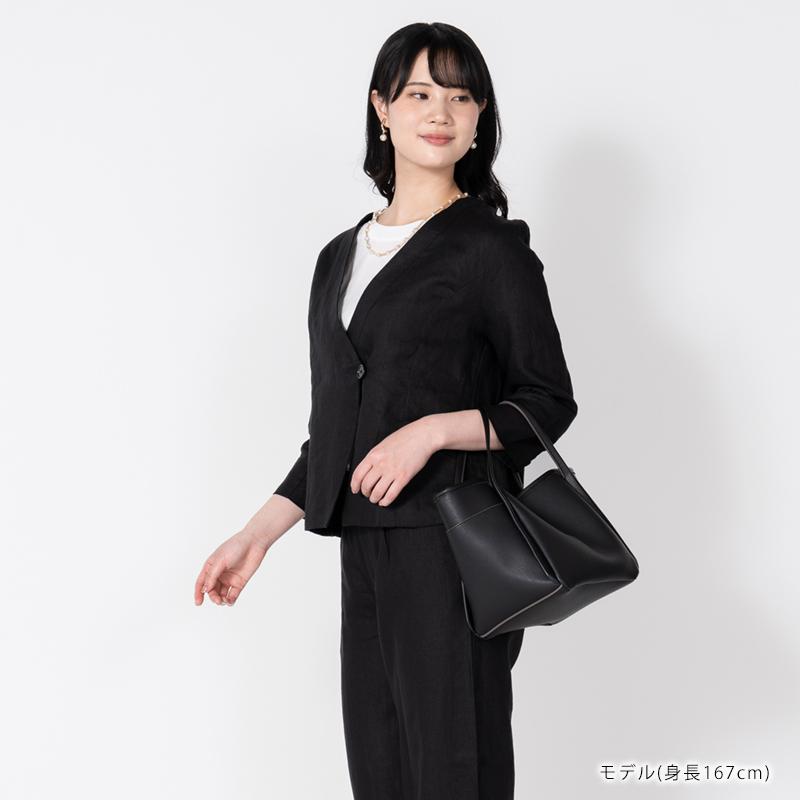 美品 ドゥロワー コットンリネン 七分袖 ミリタリージャケット◆ブラック リネン ジャケット 七分袖 ブラックフォーマル セレモニー 送料無料