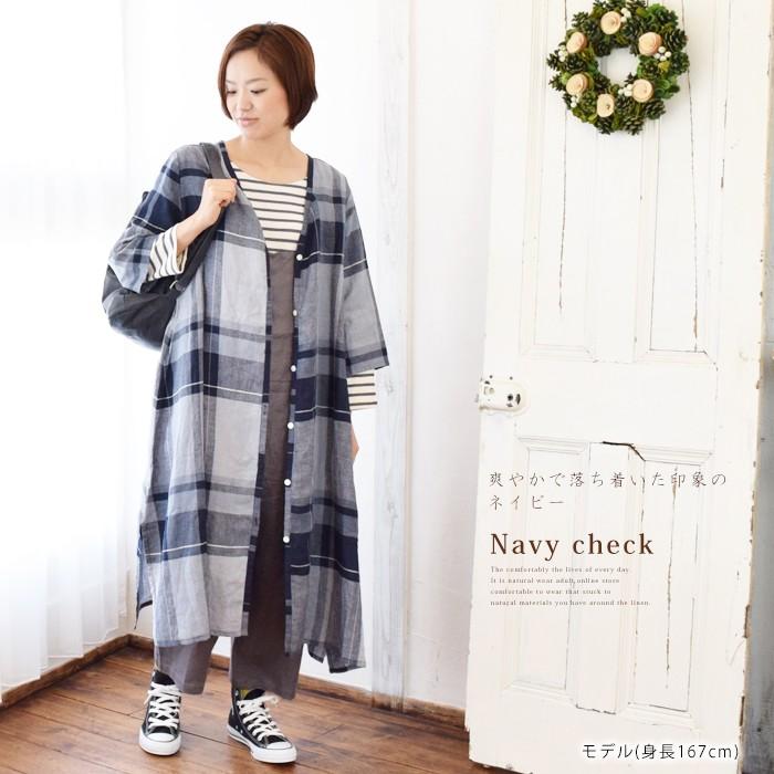 wafu リネン チェック ロング ワンピース 美品 リネンワンピース チェックシャツワンピース ロングワンピース【送料