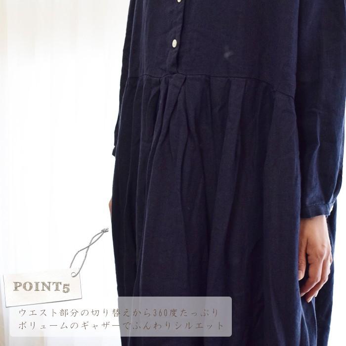 チャーハン❣️イチアンティークス　ヘリンボーンリネンギャザーワンピース ICHI Antiquites (イチアンティークス) カラーリネンギャザーワンピース