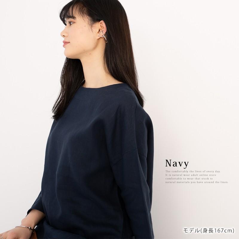 リネンラウンドネックシャツ ブラウスプルオーバー トップス○リネン