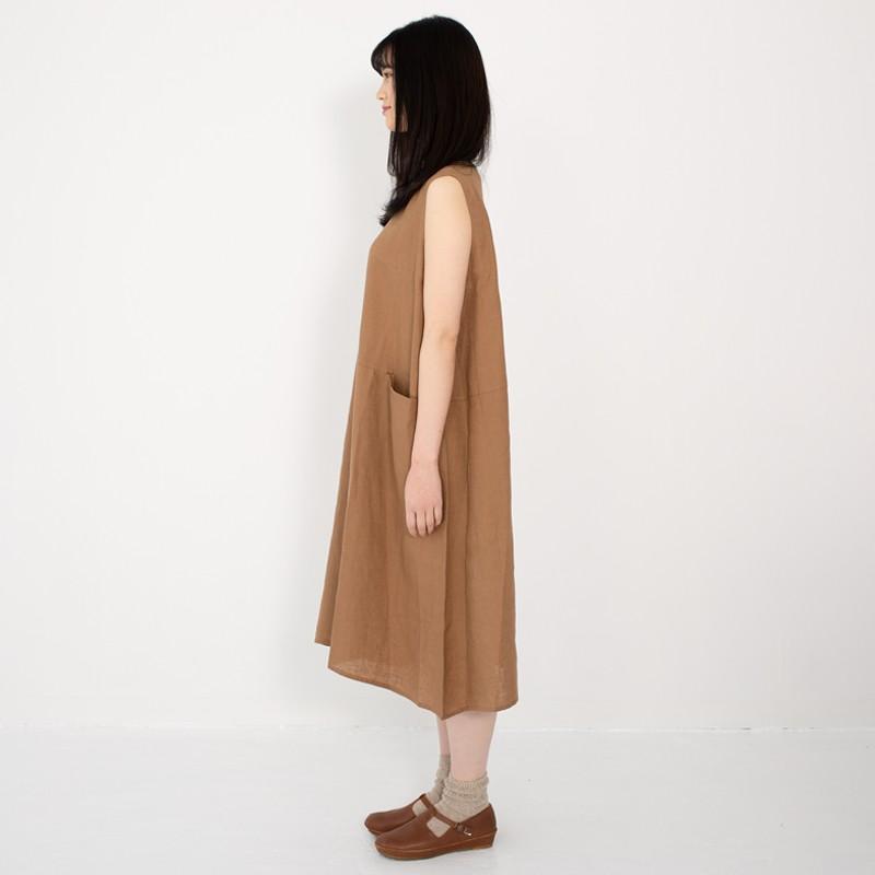 リネン ワンピース ノースリーブ シンプル 無地【送料無料】 ワンピ