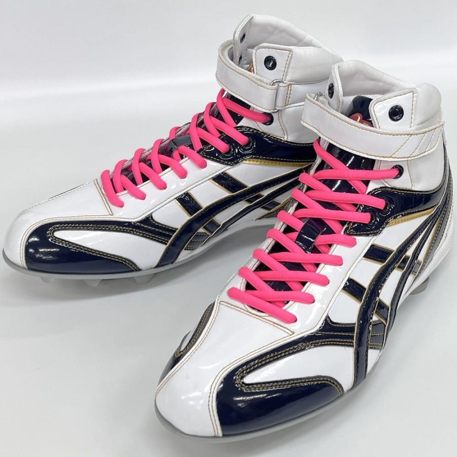 アシックス スパイクハイカット ASICS 【サイズ交換送料無料】ホワイト×ネイビー×蛍光イエロー