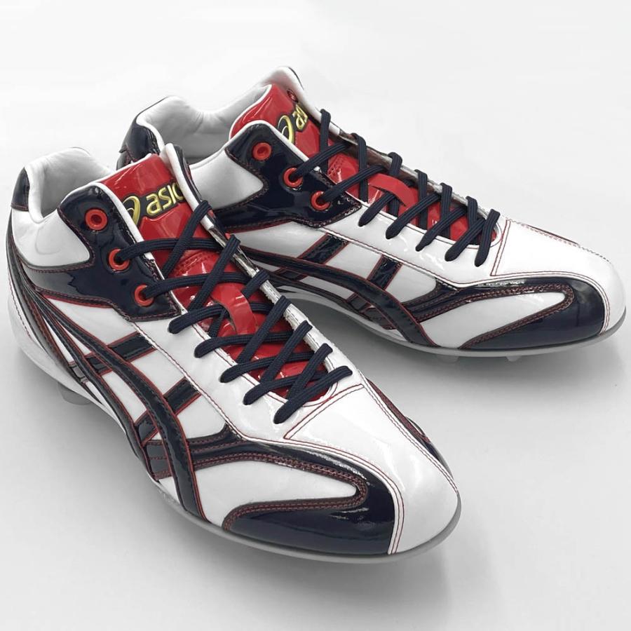 ASICS ホワイト×ネイビー アシックス 野球 クォーターカット ASICS ホワイト×ネイビー アシックス 野球 クォーターカット