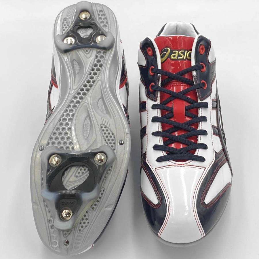 ASICS ホワイト×ネイビー アシックス 野球 クォーターカット ASICS ホワイト×ネイビー アシックス 野球 クォーターカット