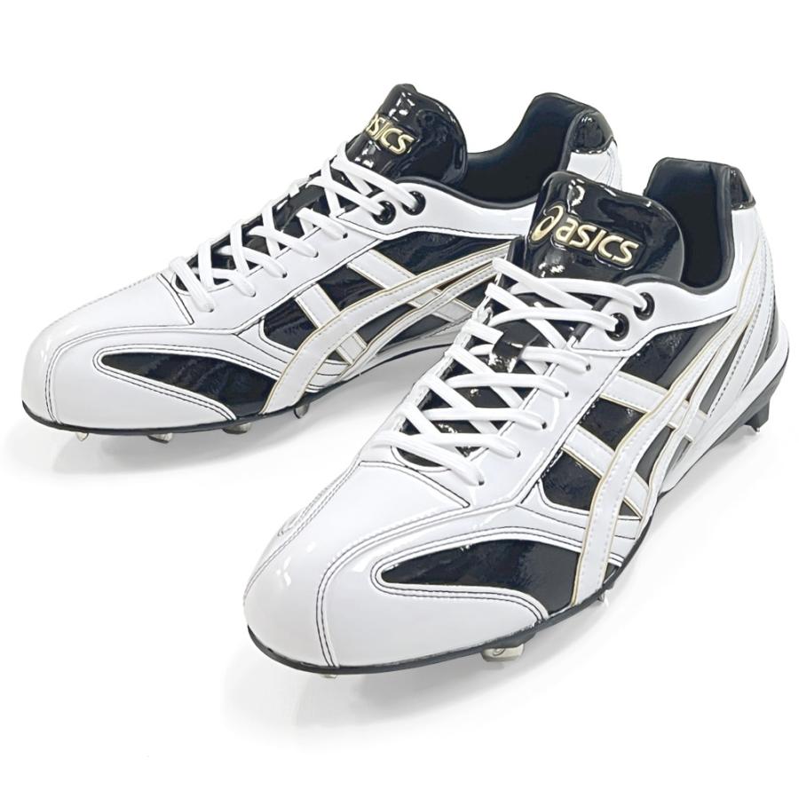 asics スパイクシューズ ホワイト/ブラック ASICS ホワイト×ブラック アシックス 野球 埋め込み金具スパイク