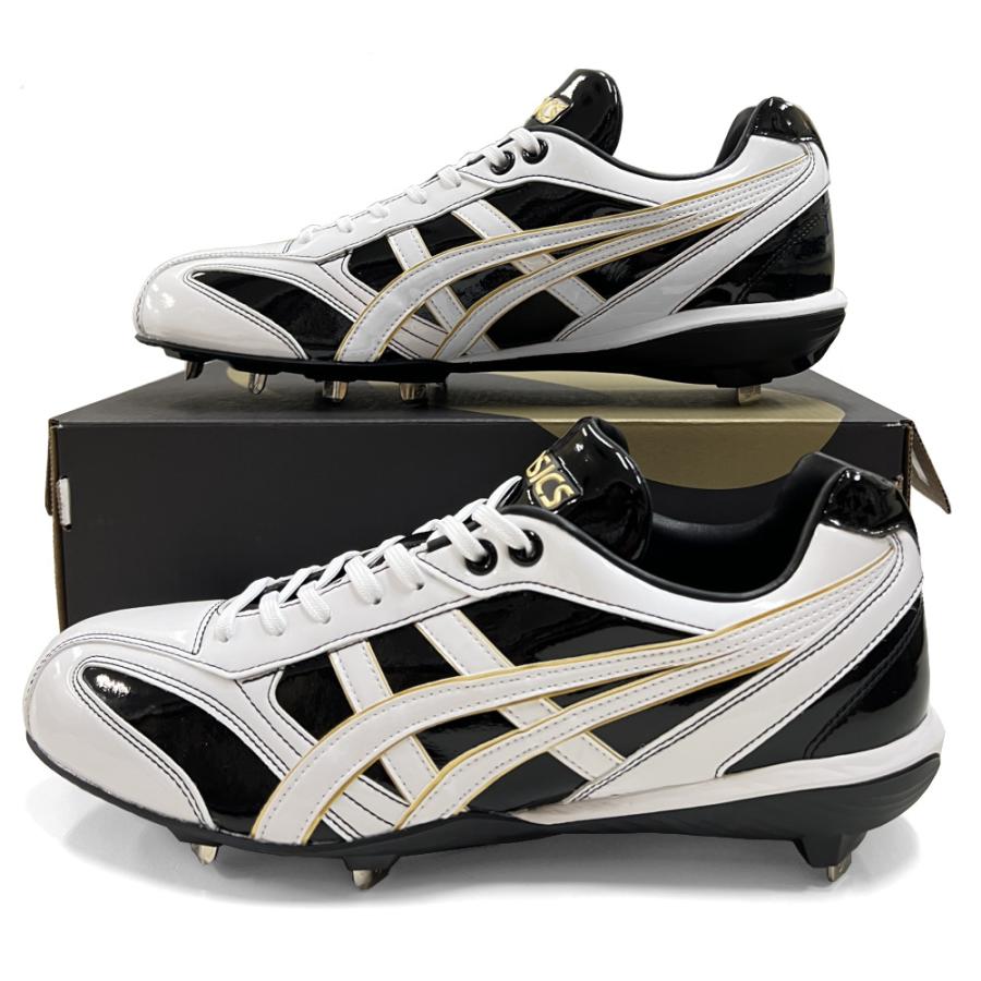 ASICS ホワイト×ブラック アシックス 野球 埋め込み金具スパイク