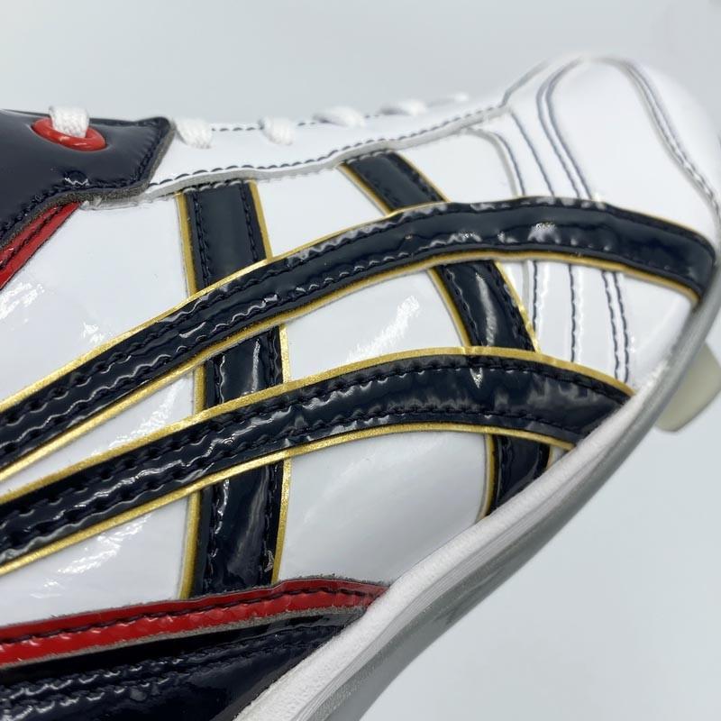 ASICS ホワイト×ネイビー アシックス 野球 クォーターカット ASICS ホワイト×ネイビー アシックス 野球 クォーターカット
