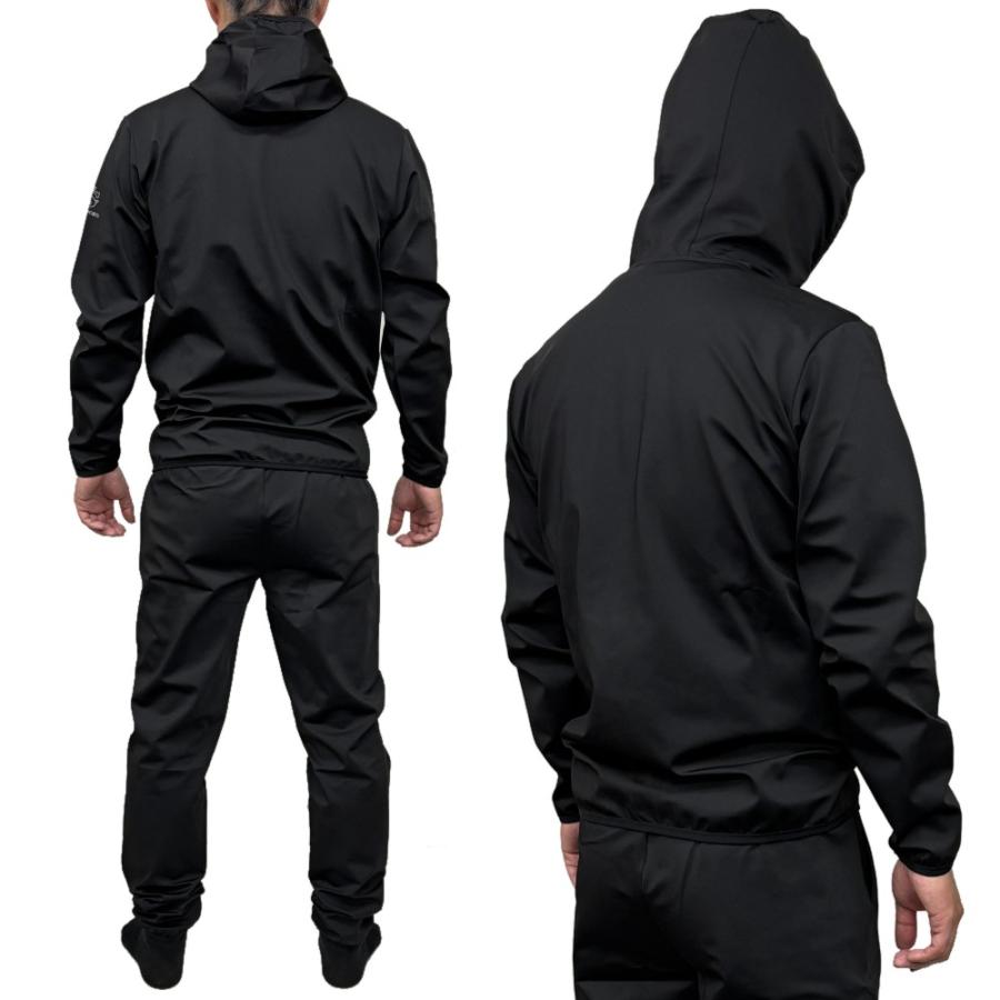 フルジップ サウナスーツ 上下セット フード付 ストレッチ素材 上下