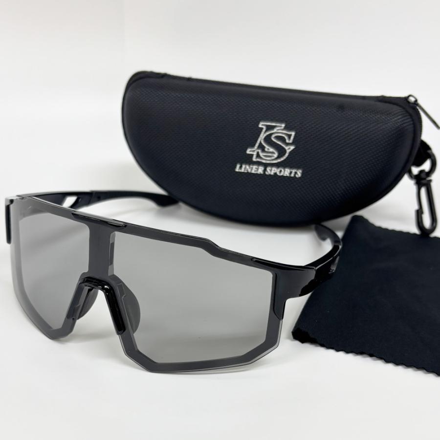 スポーツサングラス ケース付 調光レンズ 偏光レンズ 調光