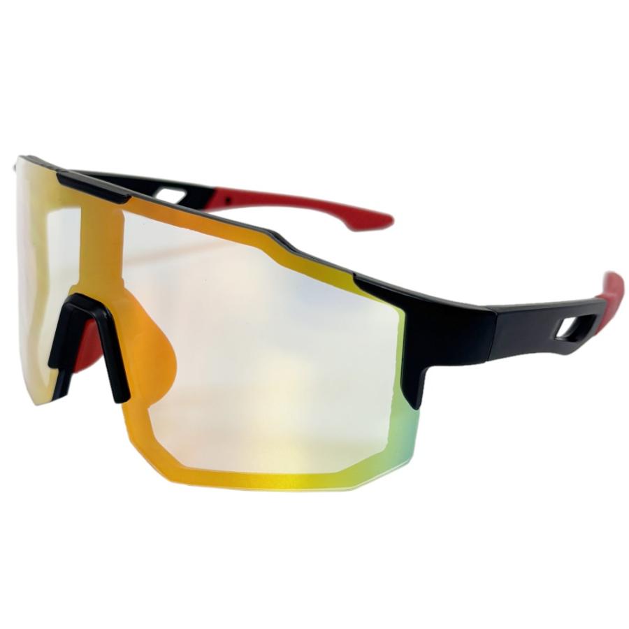 スポーツサングラス ケース付 調光レンズ ミラーレンズ 調光サングラス