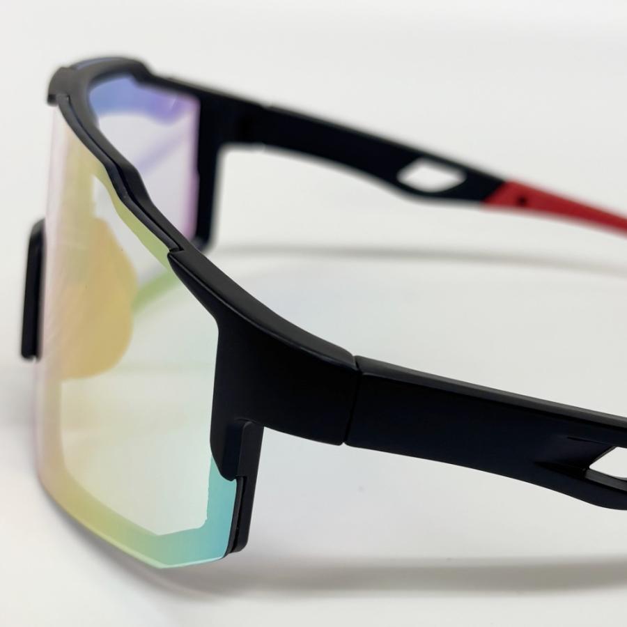 スポーツサングラス ケース付 調光レンズ ミラーレンズ 調光サングラス
