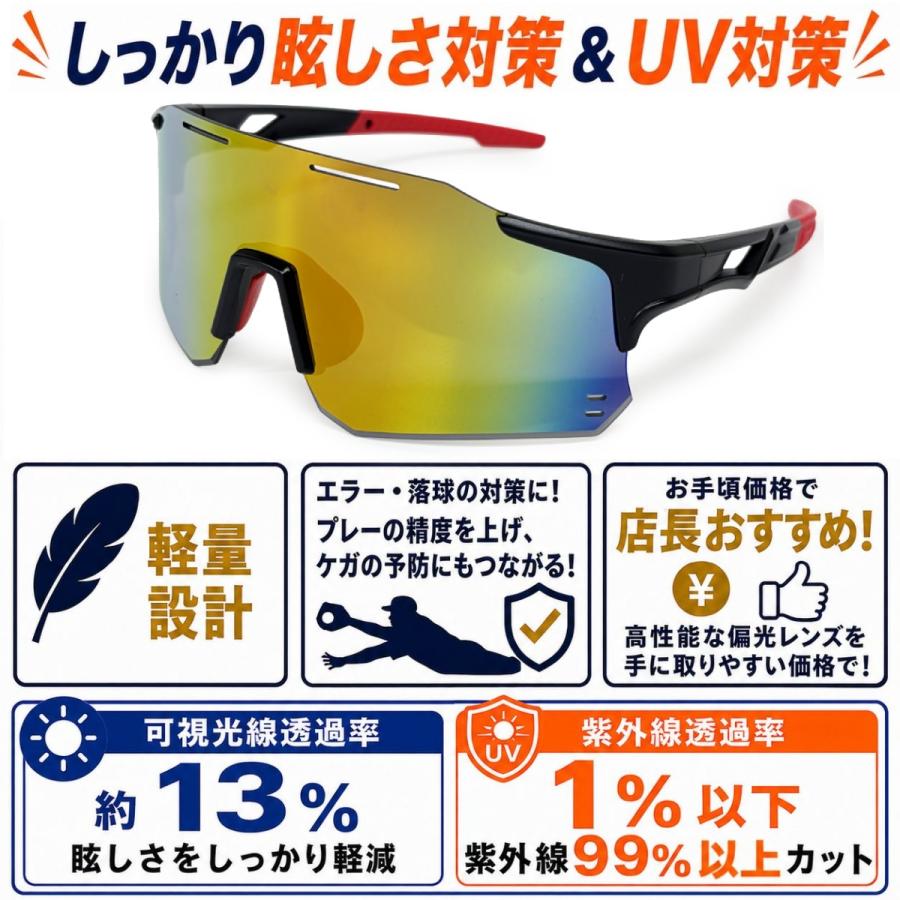 野球 サングラス ミラーレンズ UVカット フレームレス ケース付 ソフトボール 非偏光 1年保証 ライナースポーツオリジナル LSALI109 |  | 07