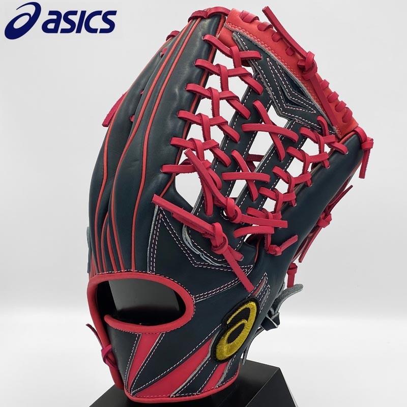 ASICS 限定品 アシックス 外野手用 ネイビー×ピンク 野球 軟式