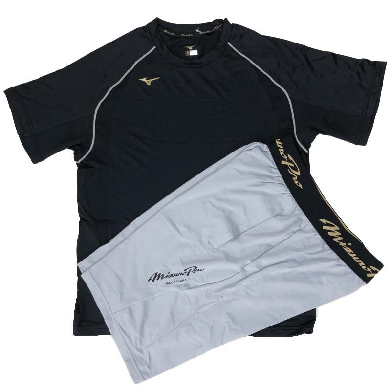 MIZUNO（ミズノ） ブラック×グレーSのみ ミズノプロ 野球 Tシャツ