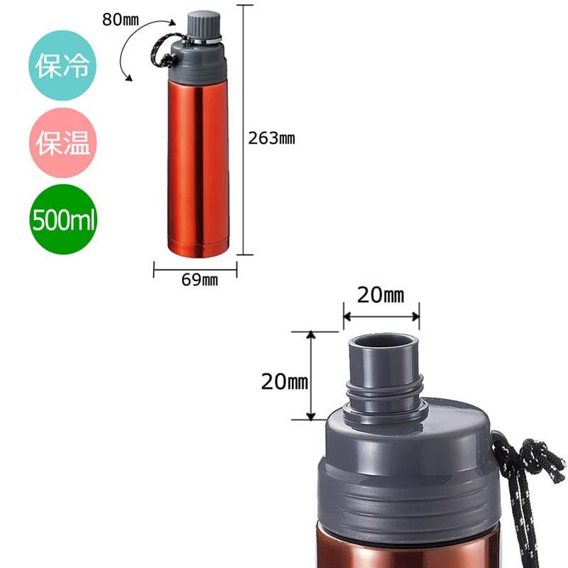 空手 ステンレスボトル 500ml ステンレス真空二重構造 ライナースポーツオリジナル 空手道 空手魂 水筒 直飲み 入り 空手道保温 保冷 HOT COLD 飲み口ボトル｜liner｜03