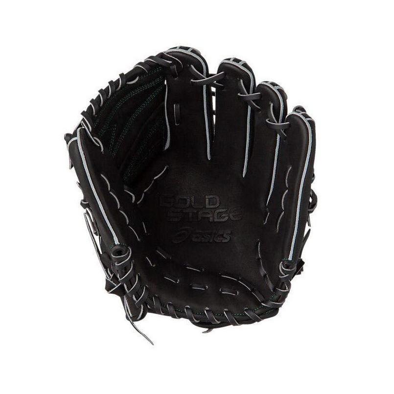 美品　アシックス　軟式　グローブ　黒　② ASICS（アシックス） 野球 軟式グラブ グローブ 内野手用 ゴールド