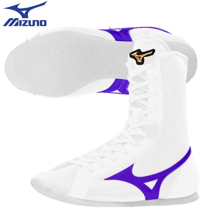Mizuno ボクシングシューズ ハイカット26.5CM 白／紺／赤／緑 MIZUNO（ミズノ） ボクシングシューズ イージースペクトラ 67パープル