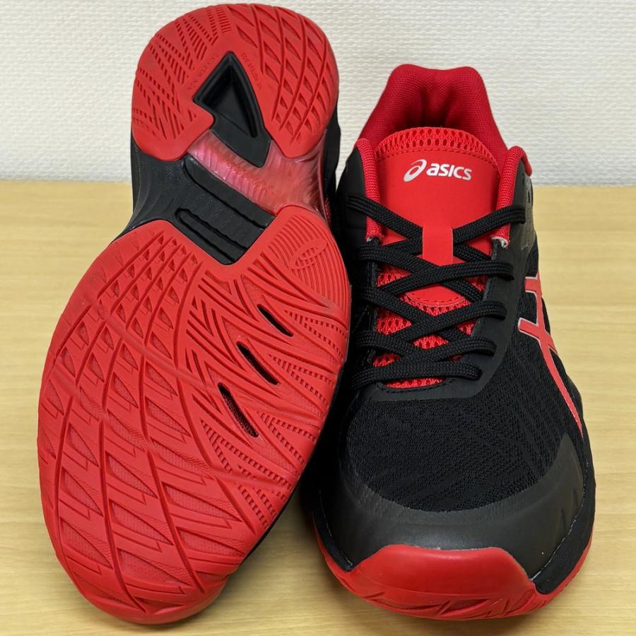 【サイズ交換送料無料】アシックス 2E 4E バレーボールシューズ V-SWIFT FF 3 SO オリジナルデザイン ローカット 紐タイプ 幅広 ワイド 甲高 赤×黒×銀 VA05 | ASICS | 05