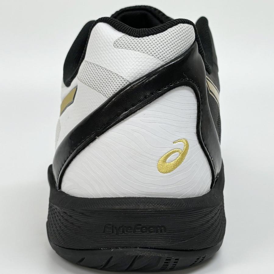 【サイズ交換送料無料】アシックス 2E 4E バレーボールシューズ V-SWIFT FF 3 SO オリジナルデザイン ローカット 紐タイプ幅広 ワイド 甲高 白×黒×金 VA13 | ASICS | 10