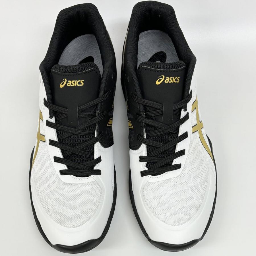 【サイズ交換送料無料】アシックス 2E 4E バレーボールシューズ V-SWIFT FF 3 SO オリジナルデザイン ローカット 紐タイプ幅広 ワイド 甲高 白×黒×金 VA13 | ASICS | 04