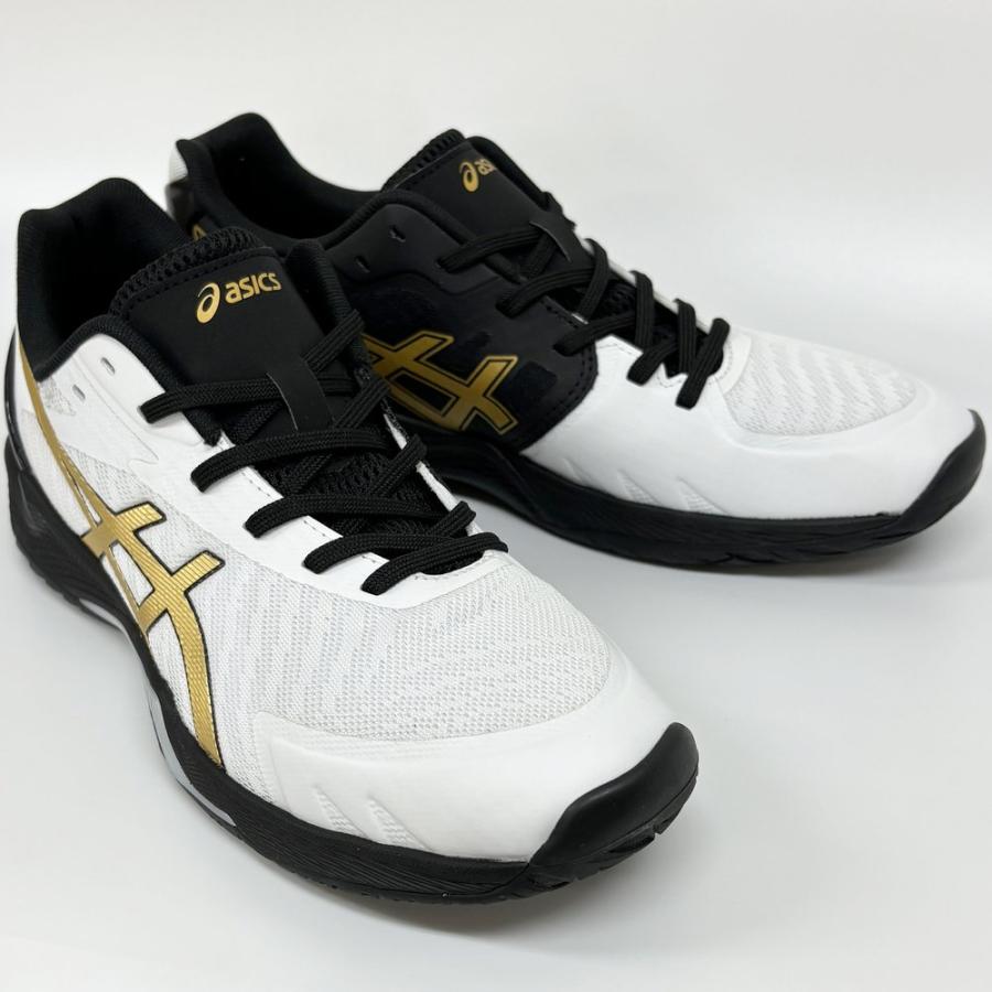 【サイズ交換送料無料】アシックス 2E 4E バレーボールシューズ V-SWIFT FF 3 SO オリジナルデザイン ローカット 紐タイプ幅広 ワイド 甲高 白×黒×金 VA13 | ASICS | 05