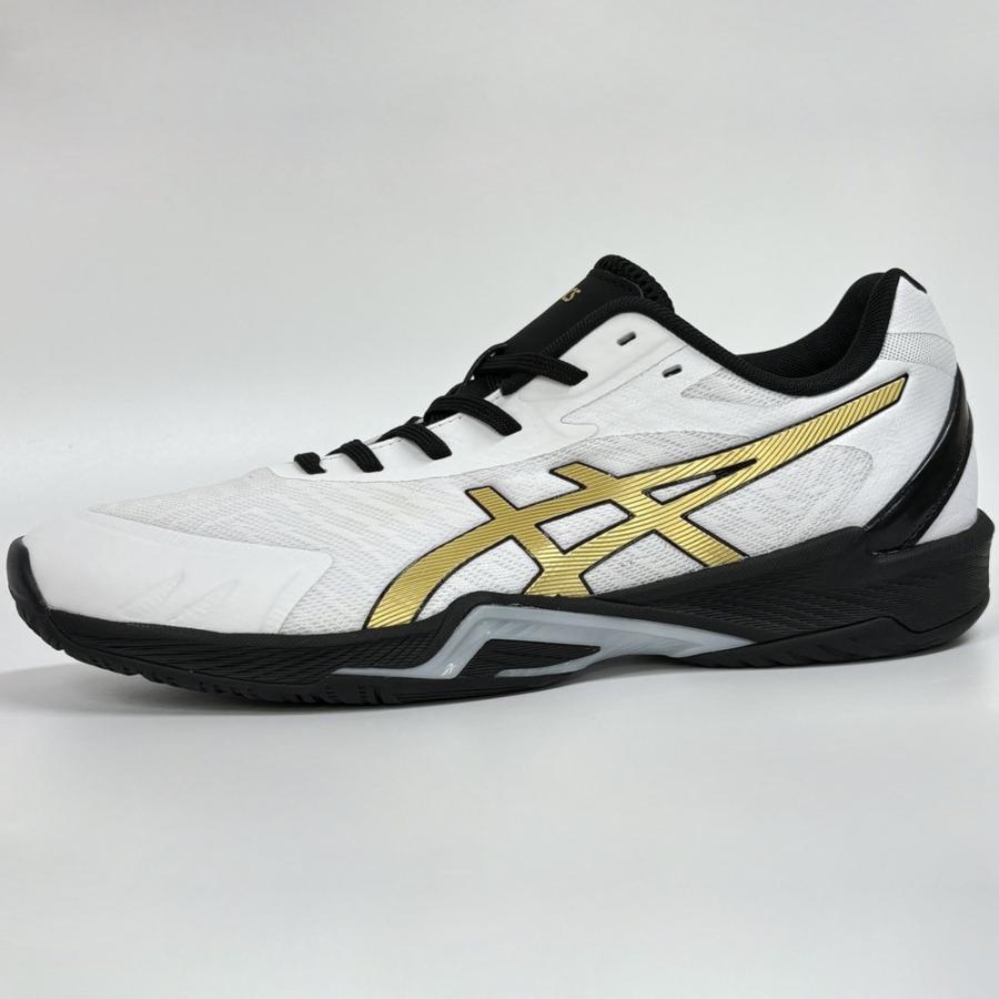 【サイズ交換送料無料】アシックス 2E 4E バレーボールシューズ V-SWIFT FF 3 SO オリジナルデザイン ローカット 紐タイプ幅広 ワイド 甲高 白×黒×金 VA13 | ASICS | 07